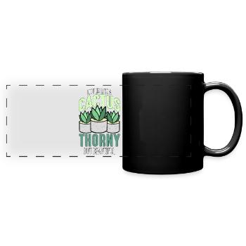 Succulent Life Is Like A Cactus Thorny Plant Lover - Full Colour Panoramic Mug - black - Front
