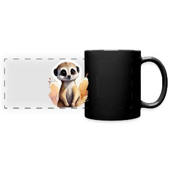 Erdmännchen, kühl und cool in der Wüste, niedlich - Panorama-Tasse farbig - Schwarz - Vorne
