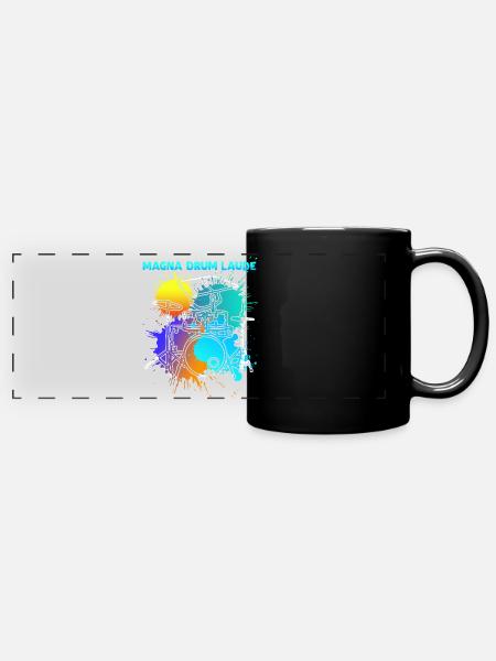 Drum Drummer Drums Drumset - Panorama-Tasse farbig - Schwarz