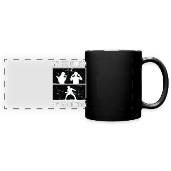 Fencer My Problem My Solution Pictogram Dad Mom - Panorama-Tasse farbig - Schwarz - Vorne