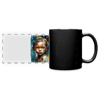 Abstract Sad Girl Unhappy People - Full Colour Panoramic Mug - black - Front