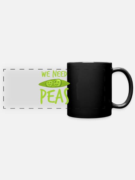 Pea Vegetarian Vegan Peas - Panorama-Tasse farbig - Schwarz