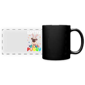 Pug easter eggs Hunting easter day - Full Colour Panoramic Mug - black - Front