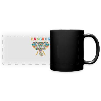 Elephant Thailand - Panorama-Tasse farbig - Schwarz - Vorne