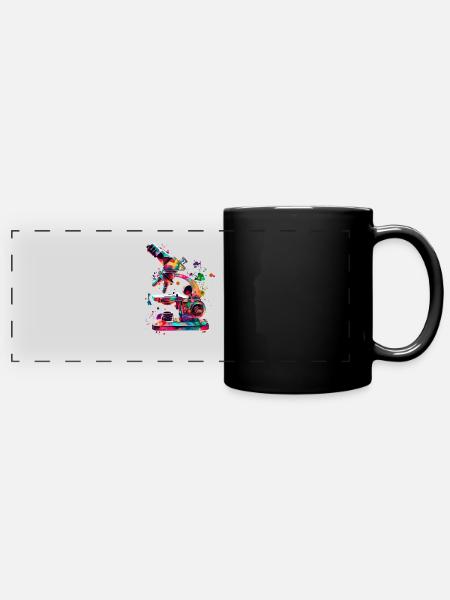 Microscopy Scientist Biologist Microscope - Panorama-Tasse farbig - Schwarz