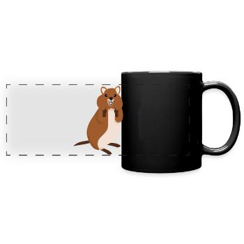 Quokka Middle Finger Quokkas - Full Colour Panoramic Mug - black - Front