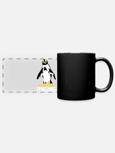 Penguins Penguin - Panorama-Tasse farbig - Schwarz
