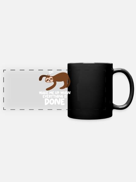 Sleeping Sloth Lazy Sloths - Panorama-Tasse farbig - Schwarz