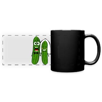 Cucumber Bride Groom Wedding - Panorama-Tasse farbig - Schwarz - Vorne