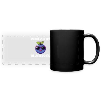 powered by blueberries, blueberry - Panorama-Tasse farbig - Schwarz - Vorne