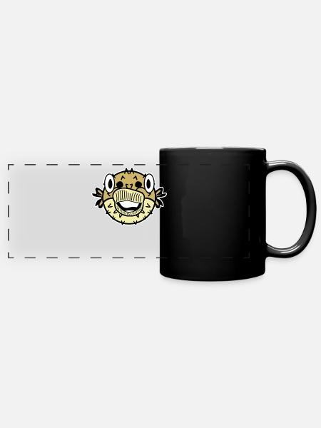 Happy Puffer Fish Pufferfish - Panorama-Tasse farbig - Schwarz