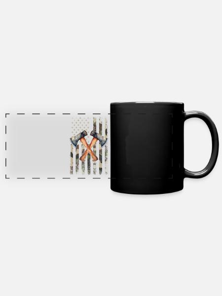 axe throwing american flag - Panorama-Tasse farbig - Schwarz