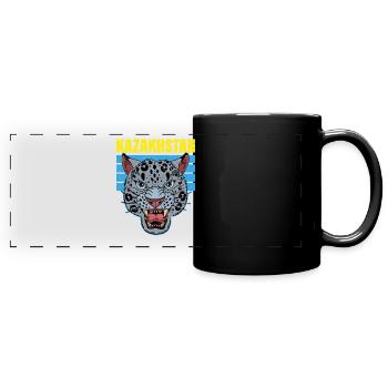 Republik Kasachstan Asien Schneeleopard - Panorama-Tasse farbig - Schwarz - Vorne