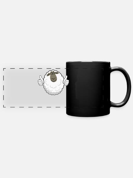 Thumbs up Sheep - Panorama-Tasse farbig - Schwarz