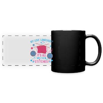 Ma langue d’amour ? Tout est dans les mailles ! - Mug panoramique uni - noir - Devant