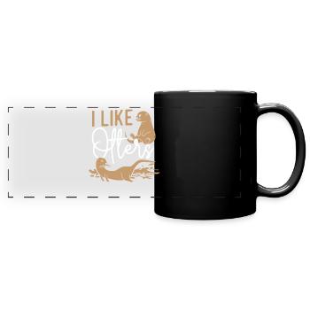 Otter I Like Otters - Full Colour Panoramic Mug - black - Front