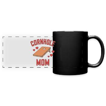 Cornhole Spruch Mama Lustiges Cornhole Geschenk - Panorama-Tasse farbig - Schwarz - Vorne