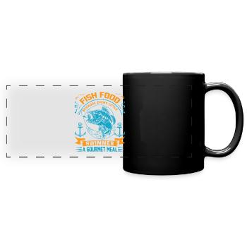 Fish food: Because every little swimmer deserves a - Full Colour Panoramic Mug - black - Front
