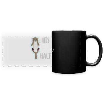 Otter Couple Pun Valentines Day - Full Colour Panoramic Mug - black - Front