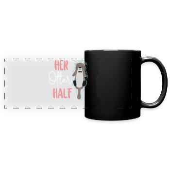 Otter Couple Pun Valentines Day - Full Colour Panoramic Mug - black - Front