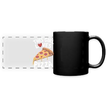 Pizza Spruch Witz Pizzeria Lustiges Pizza Geschenk - Panorama-Tasse farbig - Schwarz - Vorne