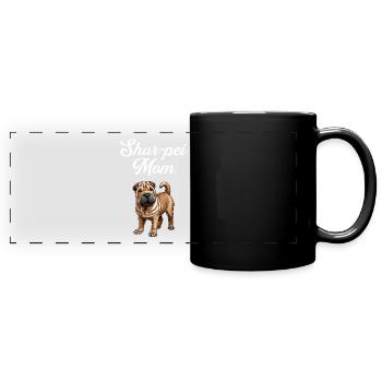 Chinese dog Shar-Pei mom - Panorama-Tasse farbig - Schwarz - Vorne