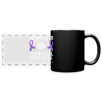 Mein Gehirn hat technische Schwierigkeiten - Panorama-Tasse farbig - Schwarz - Vorne