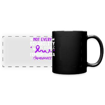 Tous les handicaps ne sont pas visibles Ruban violet - Mug panoramique uni - noir - Devant