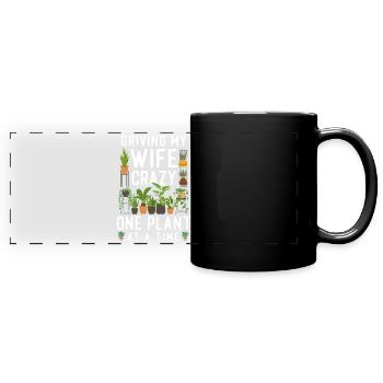 Amoureux des plantes Jardinage Femme Mari - Mug panoramique uni - noir - Devant