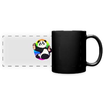 Panda Yoga Motiv süßer Panda - Panorama-Tasse farbig - Schwarz - Vorne