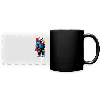 Panda Very Cool Hooded Panda Bear - Full Colour Panoramic Mug - black - Front