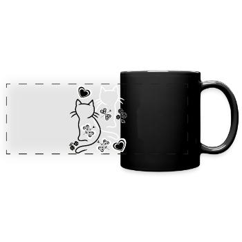 Été Chats Chat Rétro Vintage Années 80 Années 90 - Mug panoramique uni - noir - Devant