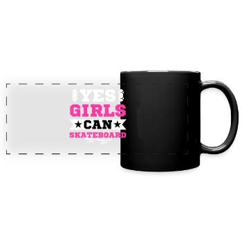Skateboard Mädchen Skaterin Spruch - Panorama-Tasse farbig - Schwarz - Vorne