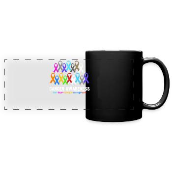 Sensibilisation au Cancer Rubans de Couleur Drôle Cancer - Mug panoramique uni - noir - Devant