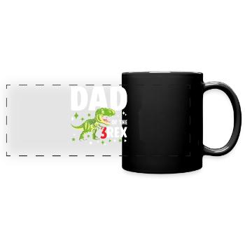 Dad Of The 3 Rex Funny Dad Three Year Old - Full Colour Panoramic Mug - black - Front