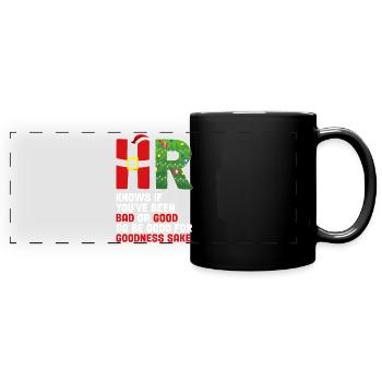 Funny Christmas Party HR Knows If You've Been Bad - Full Colour Panoramic Mug - black - Front