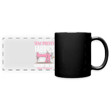 Funny Sewing Needle Crochet Hobbyist Yarn - Full Colour Panoramic Mug - black - Front