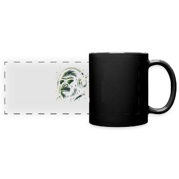 Affe Gorilla Musikfan Kopfhörer - Panorama-Tasse farbig - Schwarz - Vorne