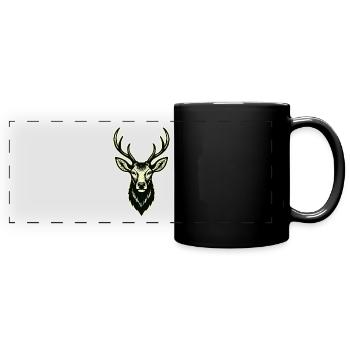 Hirsch Hirschgeweih - Panorama-Tasse farbig - Schwarz - Vorne