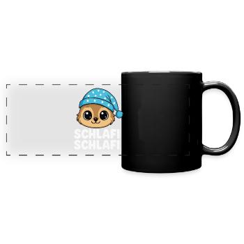 Schlafi Schlafi – Motif de chemise de nuit mignon - Mug panoramique uni - noir - Devant
