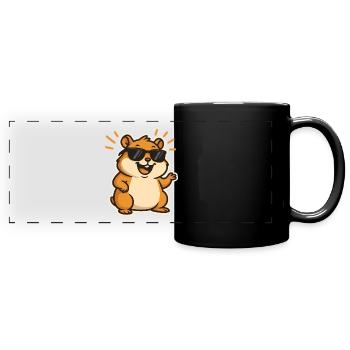Casual hamster with sunglasses - Full Colour Panoramic Mug - black - Front
