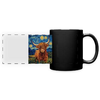 Highland Cow - Full Colour Panoramic Mug - black - Front