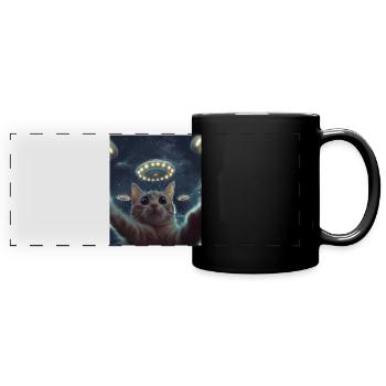Chat Selfie OVNI - Mug panoramique uni - noir - Devant