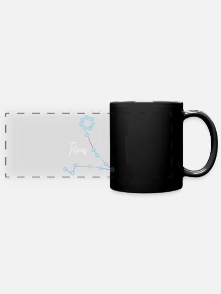 Sternzeichen Fische Konstellation - Panorama-Tasse farbig - Schwarz