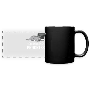 Programmieren Computer Nerd Katze - Panorama-Tasse farbig - Schwarz - Vorne