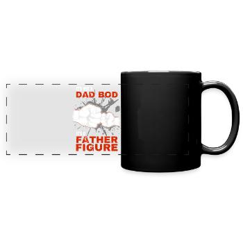 Dad Bod Proud Papa Saying with Fist Bump - Full Colour Panoramic Mug - black - Front