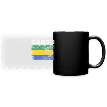 Gabon Flag Distressed - Gabonese Flag - Full Colour Panoramic Mug - black - Front