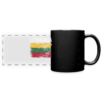 Lithuania Flag Vintage - Lithuanian Flag - Full Colour Panoramic Mug - black - Front