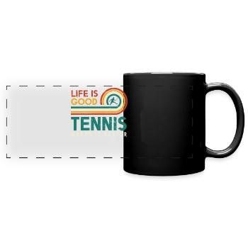 La vie est belle Le tennis en fait un meilleur design - Mug panoramique uni - noir - Devant