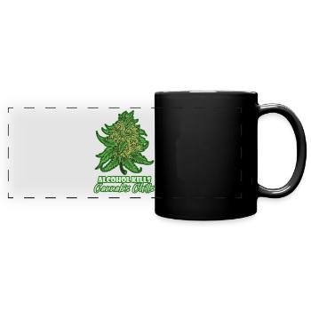 L’alcool tue les frissons du cannabis Fumer de l’herbe Pothead - Mug panoramique uni - noir - Devant